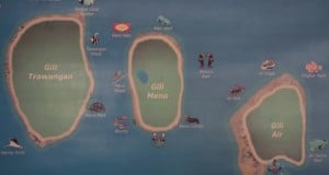 Karte und Lage der drei Gili-Inseln